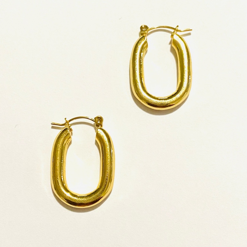 Elegant Gold-Plated Stainless Steel Hoop Earrings #20